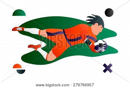 A Soccer Football Player Goalkeeper. Cartoon Character. Creative Vector Illustration