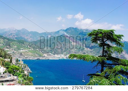 View Of Tyrrhenian Sea Blu Ewaters And Summer Amalfi Coast Italy