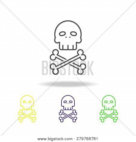 Death Sign Danger Colored Icons. Element Of Science Illustration. Thin Line Illustration For Website