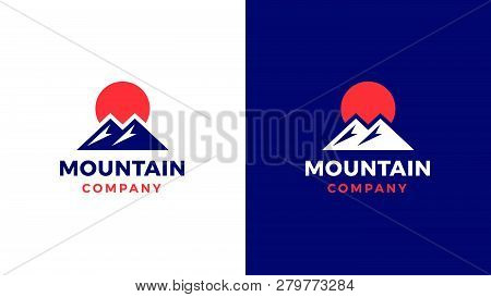 Mounatin Logotype Template, Positive And Negative Variant, Corporate Identity For Brands, Blue Produ