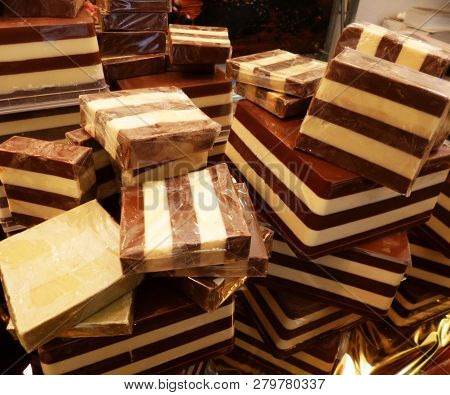 Blocks Of Cremino, Typical Italian Chocolate With Gianduja