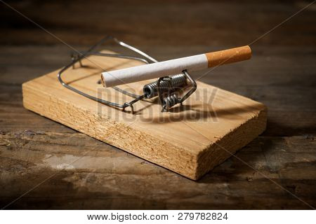 Cigarette on a mouse trap.