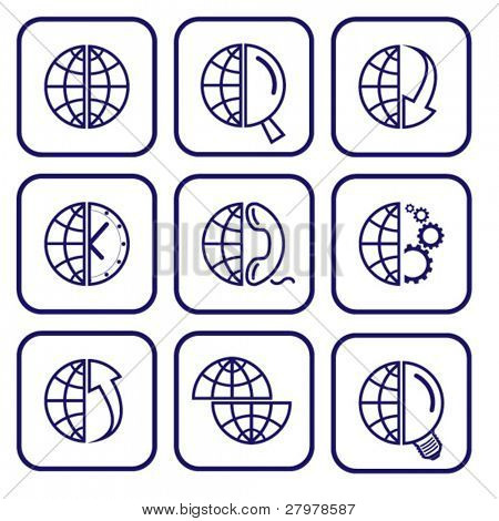 Icônes de vecteur d'internet. Ensemble du globe. Simplement changer.
