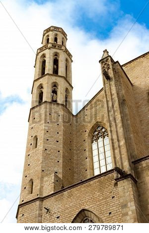 Santa Maria Del Mar (1383) Is An Imposing Church In The Ribera District Of Barcelona, Spain