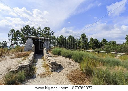 General View Of The Dolmen Of Cortico Showing The Chamber, Corridor And The Fence On The Outer Limit
