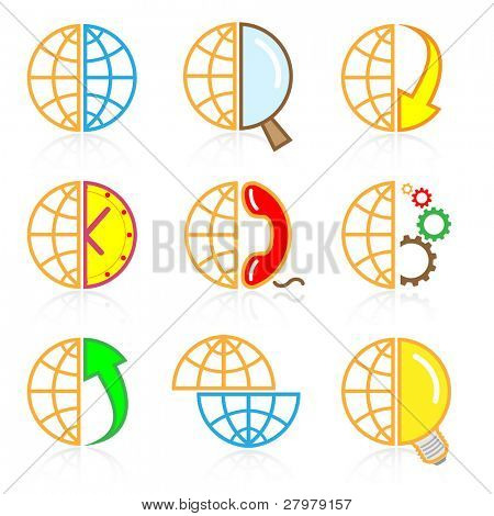 Icônes de vecteur d'internet. Ensemble du globe. Simplement changer.