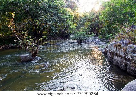 Wang Kwaai (khway) Peuak Waterfall At Omkoi, Chiang Mai, Thailand.
