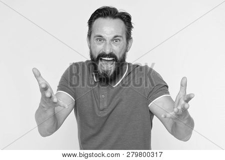 What Are You Doing. Stop Annoying Him. Overwhelmed With Emotions. Handsome Shouting Mature Man Screa