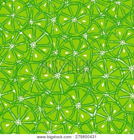 Fresh And Yummy Green Limes Seamless Pattern