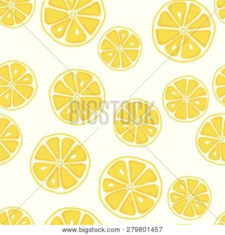 Fresh And Yummy Yellow Lemon Seamless Pattern