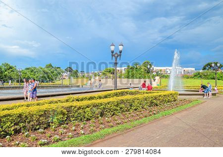 Curitiba - Pr, Brazil - December 16, 2018: Tangua Park (parque Tangua). People Enjoying The Day At P