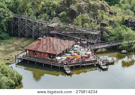 Curitiba - Pr, Brazil - December 16, 2018: Aerial View Of The Deck Of The Tangua Park (parque Tangua