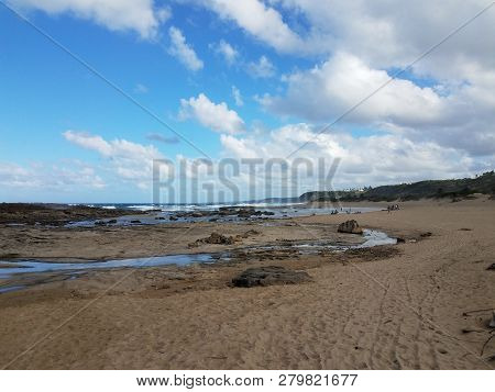 Rocky Shore At Beach With Tidepools In Isabela, Puerto Rico