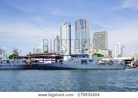 CARTAGENA, COLOMBIA - AUGUST 10, 2018: Cityscape of modern Cartagena, famous resort in Colombia, South America
