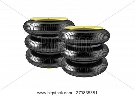 3d Rendering. Trucks Air Spring, New Auto Parts, Spare Parts For Heavy Duty. Spare Parts For Shop, A