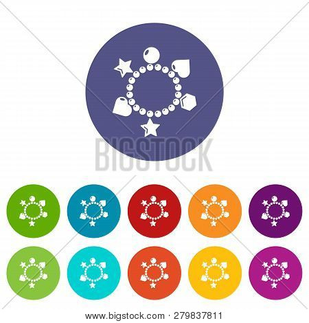 Charm Bracelet Icons Color Set Vector For Any Web Design On White Background