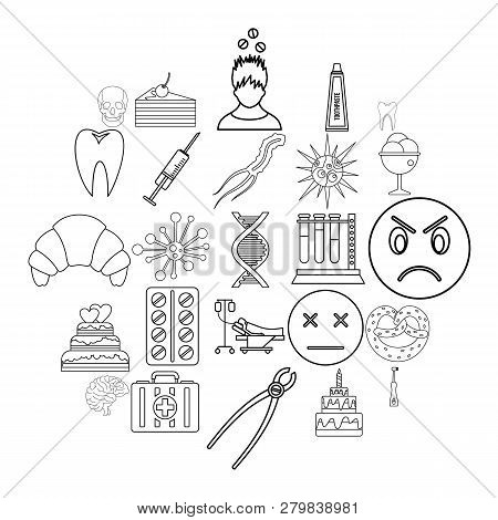 Odontic Icons Set. Outline Set Of 25 Odontic Vector Icons For Web Isolated On White Background