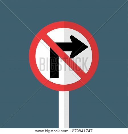 Do Not Turn Right Traffic Sign On Gray Background,sign, Traffic, Road