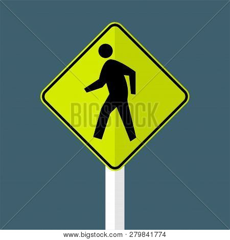 Traffic Lights,pedestrian Crossing Sign On Gray Background
