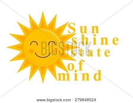 Unny Smiling Cartoon Characters Of Sun With Inscription