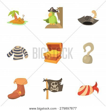 Robber Icons Set. Cartoon Set Of 9 Robber Icons For Web Isolated On White Background