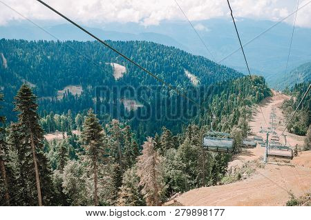 Ropeway On Top Roza Peak. Sochi, Krasnodar Krai, Russia