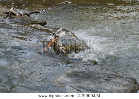 Abstract Detail Of The Winter Creek In Januar