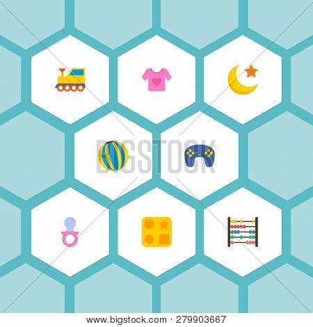 Set Of Infant Icons Flat Style Symbols With Nip, Ball, Train And Other Icons For Your Web Mobile App