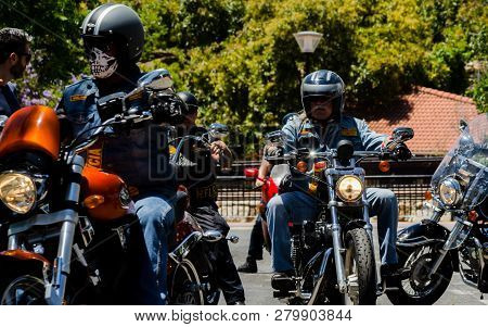 Nerja, Spain - June 10, 2018 Motorcycle Rally In The Famous Andalusian Town Of Nerja.