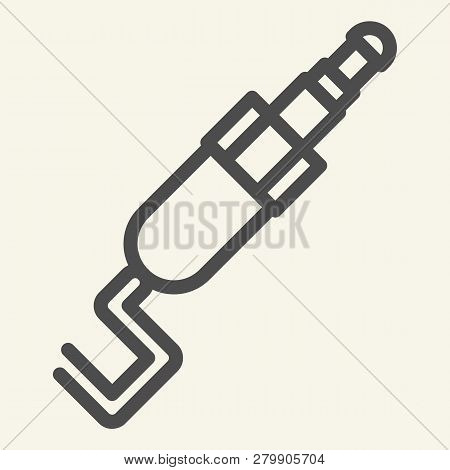 Mini Jack Line Icon. Cable Connector Vector Illustration Isolated On White. Audio Jack Outline Style