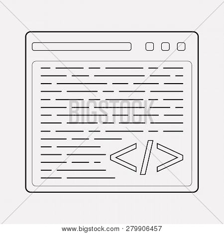 Custom Coding Icon Line Element.  Illustration Of Custom Coding Icon Line Isolated On Clean Backgrou