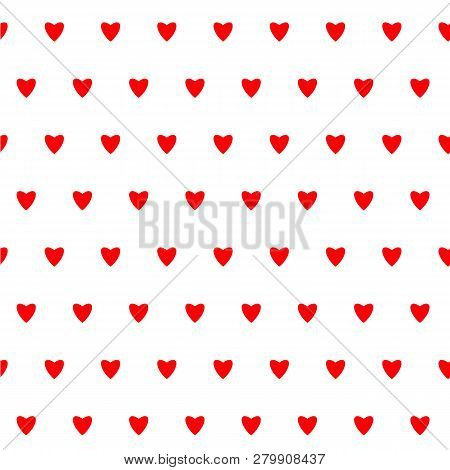 Hearts Seamless Pattern. Red Hearts On White, Design Element Stock Vector Illustration For Web, For 