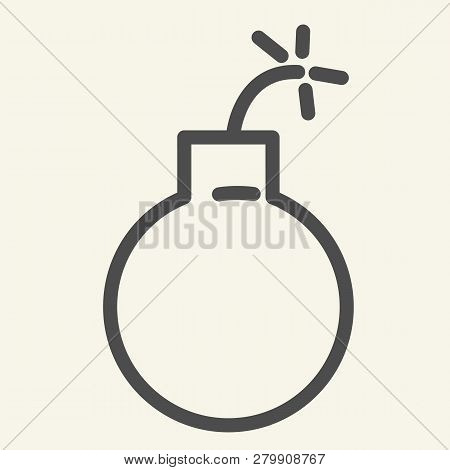 Bomb Line Icon. Ball Vector Illustration Isolated On White. Boom Outline Style Design, Designed For 