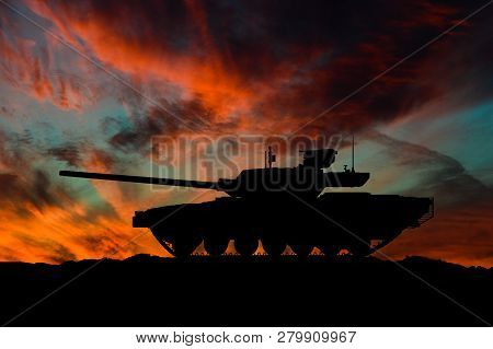 Russian Main Battle Tank Silhouette / 3d Illustration