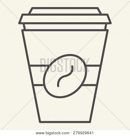 Coffee To Go Thin Line Icon. Disposable Cup Vector Illustration Isolated On White. Coffe Takeaway Ou