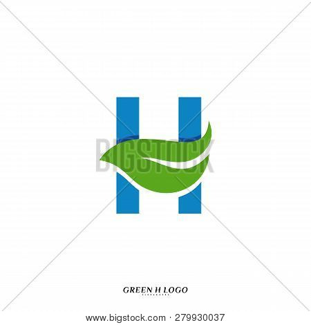 Letter H With Leaf Logo Design Concept Vector. Initial H Nature Logo Template