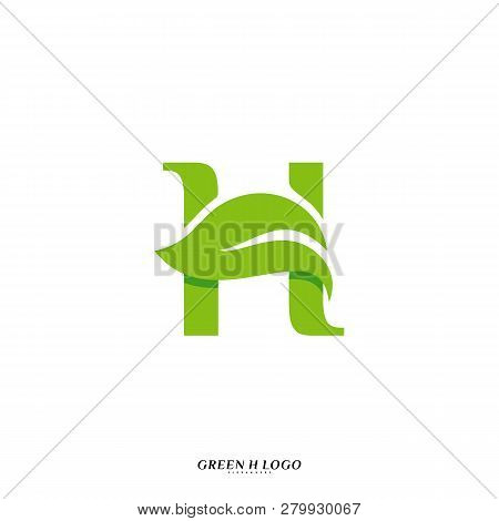 Letter H With Leaf Logo Design Concept Vector. Initial H Nature Logo Template