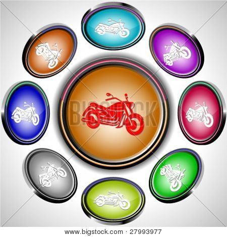 Motociclo. Pulsanti di internet del vettore. 8 diverse proiezioni.