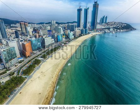 Cloudy Winter Haeundae Beach, Busan, South Korea