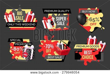 Special Promotion On Exclusive Products Sellout Banners Set. Presents Boxes Bought On Sellout, Purch