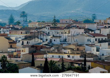 Antas, Spain - January 18, 2019 Top View Of The Roofs Of Buildings In A Small Town In Andalusia, Typ