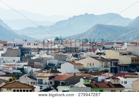 Antas, Spain - January 18, 2019 Top View Of The Roofs Of Buildings In A Small Town In Andalusia, Typ