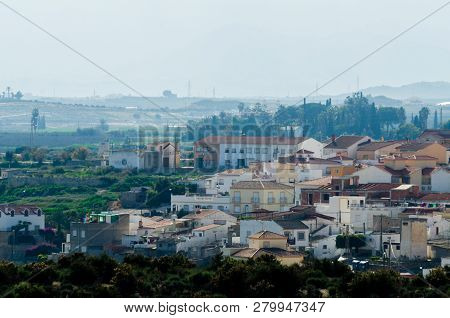 Antas, Spain - January 18, 2019 Top View Of The Roofs Of Buildings In A Small Town In Andalusia, Typ