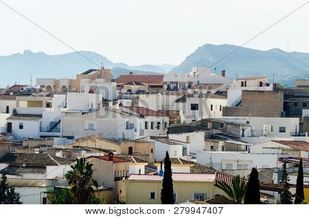 Antas, Spain - January 18, 2019 Top View Of The Roofs Of Buildings In A Small Town In Andalusia, Typ