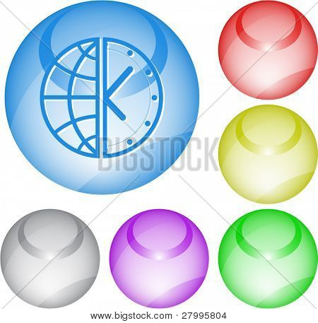 Globe et horloge. Élément d'interface vectorielle.