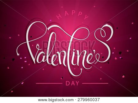 Hand Drawn Happy Valentines Day Typography Poster. Paper Cut Style. Celebration Quotation For Poster