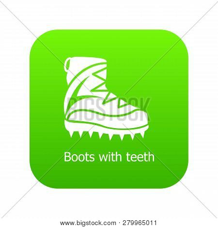 Mountaineer Shoes Icon Green Isolated On White Background