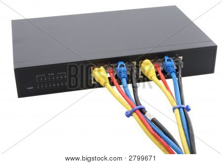 Na białym tle Router i sznury