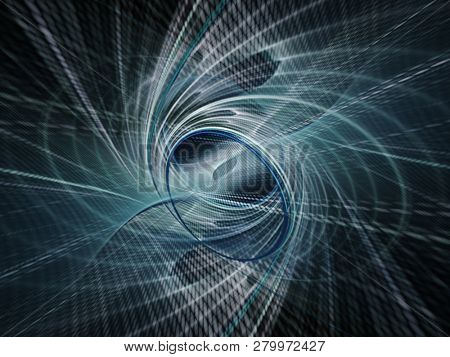 Abstract blue background element on black. Fractal graphics. ?omposition of glowing lines and mption blur traces. Movement and innovation concept.