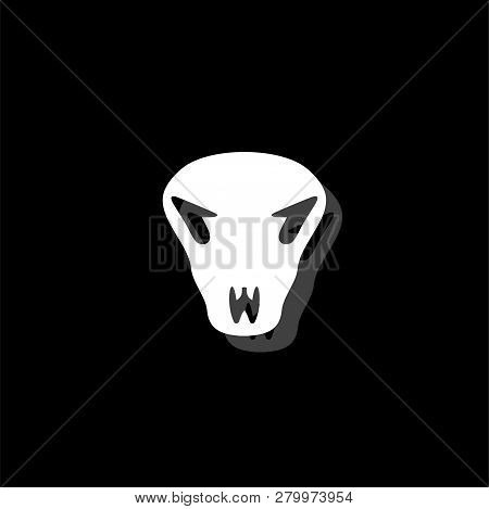 Cow Skull. White Flat Simple Icon With Shadow